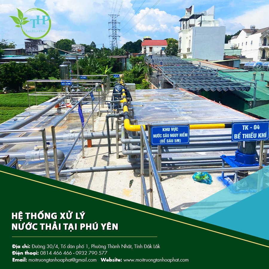 Hệ thống xử lý nước thải tại Phú Yên trong khu công nghiệp.