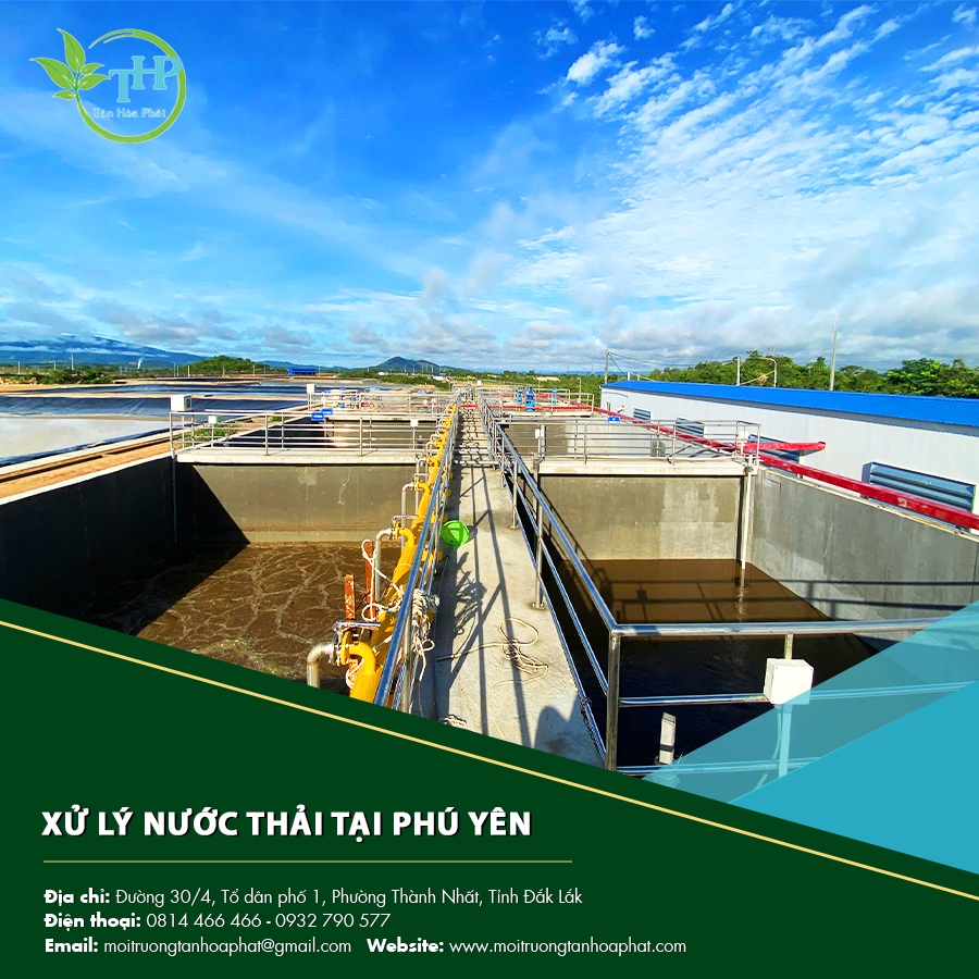 Hệ thống xử lý nước thải tại Phú Yên được lắp đặt trong khu công nghiệp với quy trình vận hành hiện đại.
