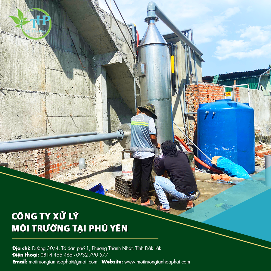 "Nhân viên công ty xử lý môi trường tại Phú Yên bảo trì hệ thống."