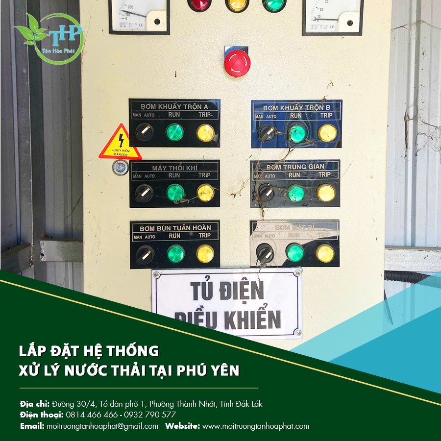 "Bảng điểu khiển hệ thống xử lý nước thải tại Phú Yên hiệu quả."
