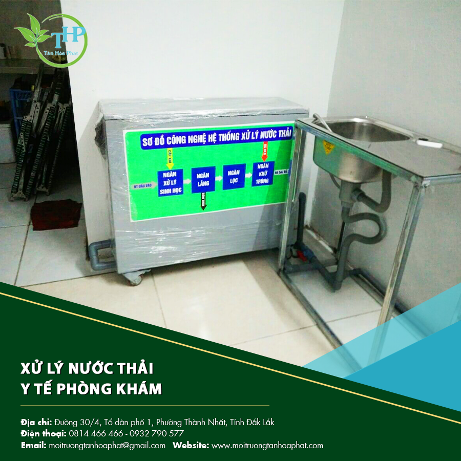 "Hệ thống xử lý nước thải y tế phòng khám đảm bảo an toàn, ngăn ngừa lây lan vi khuẩn ra môi trường."